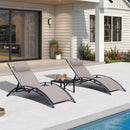 PURPLE LEAF Patio Chaise Lounge Set Outdoor Beach Pool Sunbathing Lawn Lounger Recliner Chair Outside Chairs with Side Table Included