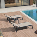 PURPLE LEAF Outdoor Lounge Chair Patio Chaise Pool Lounger Aluminum Frame with Side Table and Wheels for Outside Sunbathing Tanning Recliner Including Pillows