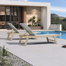 PURPLE LEAF Extra Large Patio Chaise Lounge French Outdoor Wicker Lounger Matte Teak Aluminum Frame 771LBS Capacity PE Rattan Adjustable Backrest for Pool Garden Beach Backyard