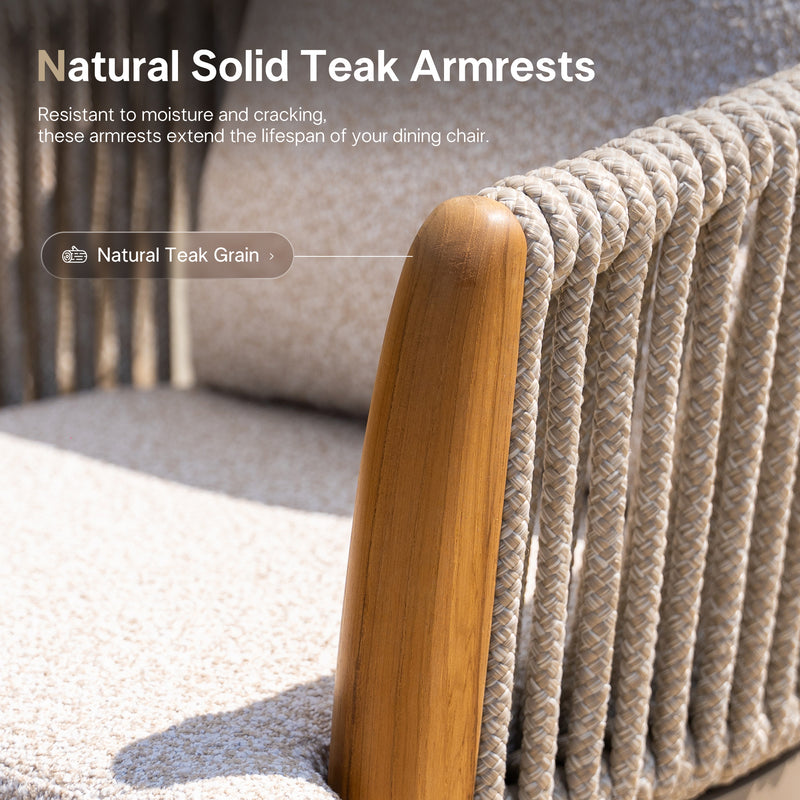 PURPLE LEAF Outdoor Dining Set for Family, Aluminum Outdoor Patio Table and Chairs Set with Olefin Cushions, Patio Furniture Set for Garden or Deck, Beige