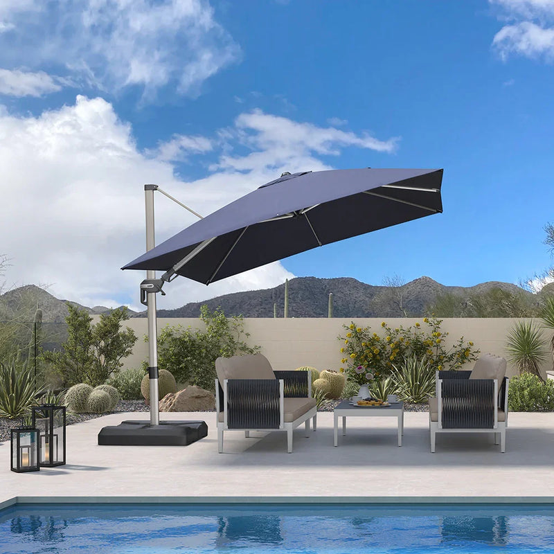 PURPLE LEAF Deluxe Left-Right Tilting Patio Umbrella Outdoor Swivel Cantilever Umbrellas