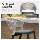 PURPLE LEAF Outdoor Bar Stools with Back, Iron Rattan Patio Bar Chairs with embedded Cushion, Garden Outside Bar Stools