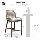 Clearance - PURPLE LEAF Patio Sunbrella Bar Stools Rattan Bar Aluminum Bar Stool Outdoor Barstools with Back and Cushion for Garden Kitchen Island