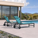 PURPLE LEAF Outdoor Lounge Chair Patio Chaise Pool Lounger Aluminum Frame with Side Table and Wheels for Outside Sunbathing Tanning Recliner Including Pillows