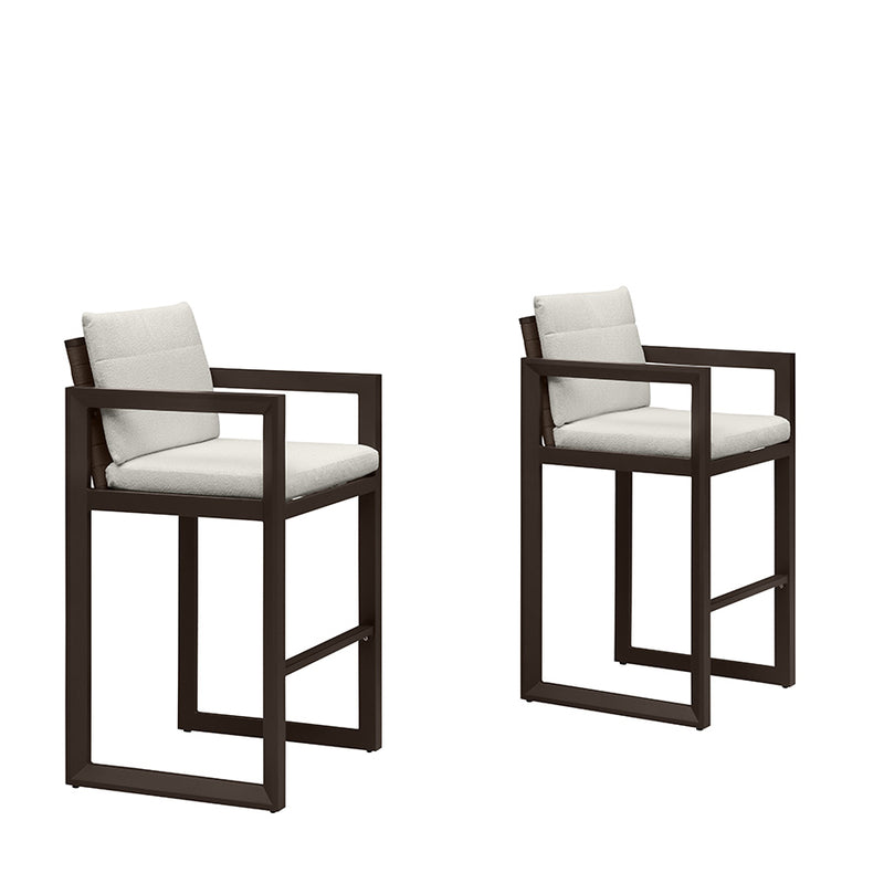 PURPLE LEAF Caesar Outdoor Bar Stools Set of 2 Modern Aluminum Barstools with Stainless Removable Cushion Patio Bar Stool for Kitchen Outside Island Backyard