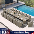 PURPLE LEAF Sanori Patio Dining Set Modern Large Weather-Resistant Table and Aluminum Chairs with Cushions for Garden Beige