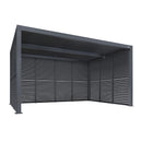 PURPLE LEAF Athena Louvered Pergola Grey Outdoor Aluminum Pergola with Shutter Wall Adjustable Gazebo Rainproof for Patio Deck Garden