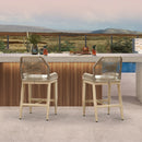 PURPLE LEAF Patio Bar Stools Counter Stools Outdoor Rattan Chairs with Back Modern Aluminum Woven Barstools for Garden Patio Kitchen Indoor