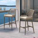 Clearance - PURPLE LEAF Patio Sunbrella Bar Stools Rattan Bar Aluminum Bar Stool Outdoor Barstools with Back and Cushion for Garden Kitchen Island