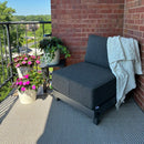 PURPLE LEAF Caesar L-shaped Patio Conversation Set with Grey Cushion Pillows and Ottoman Couch for Backyard Porch