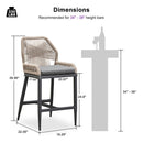 Clearance - PURPLE LEAF Patio Sunbrella Bar Stools Rattan Bar Aluminum Bar Stool Outdoor Barstools with Back and Cushion for Garden Kitchen Island