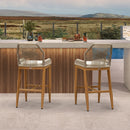 PURPLE LEAF Patio Bar Stools Counter Stools Outdoor Rattan Chairs with Back Modern Aluminum Woven Barstools for Garden Patio Kitchen Indoor