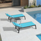 PURPLE LEAF Outdoor Lounge Chair Set of 3 Patio Chaise Pool Lounger Aluminum Frame with Side Table and Wheels for Outside Sunbathing Tanning Recliner Including Pillows