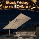 PURPLE LEAF Double Top 9 / 10 / 11 / 12 ft Square Outdoor Umbrellas with Lights