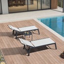 PURPLE LEAF Outdoor Lounge Chair Patio Chaise Pool Lounger Aluminum Frame with Side Table and Wheels for Outside Sunbathing Tanning Recliner Including Pillows