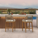 PURPLE LEAF Patio Bar Stools Counter Stools Outdoor Rattan Chairs with Back Modern Aluminum Woven Barstools for Garden Patio Kitchen Indoor