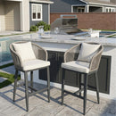 PURPLE LEAF Outdoor Bar Stools Patio Modern Aluminum Rattan High Back & Arms Bar Chairs with Removable Cushions and Pillows  for Outdoor or Indoor