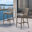 Clearance - PURPLE LEAF Patio Sunbrella Bar Stools Rattan Bar Aluminum Bar Stool Outdoor Barstools with Back and Cushion for Garden Kitchen Island