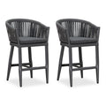 Purple Leaf Counter Bar Stools Chair Set of 2, Modern Aluminum Wicker Bar Chair Indoor and Outdoor