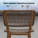 PURPLE LEAF Patio Counter Height Bar Stools Set of 2 Metal Bar Chairs with Back Wicker Woven Stools for Kitchen Island Pool Garden Outdoor Barstools