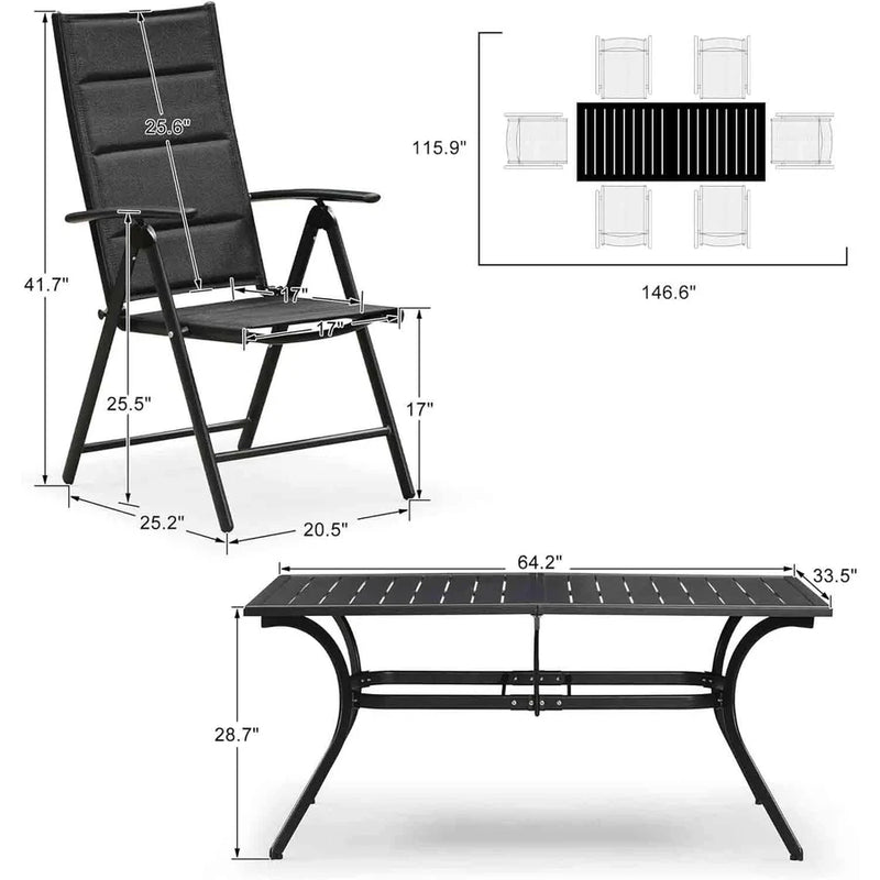 OPEN BOX I PURPLE LEAF Outdoor Lightweight Dining Table Black