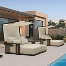 PURPLE LEAF Outdoor Chaise Lounge Modern Aluminum Teak Finish Lounge Chair with Thick Cushion and 2 Pillows Elegant Style Lounger for Residential Commercial Patio Pool and Villa Bronze
