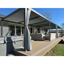 PURPLE LEAF Louvered Pergola 11.4' x 27.2' Outdoor Aluminum Pergola with Adjustable Roof for Deck Backyard Garden Grey Hardtop Gazebo