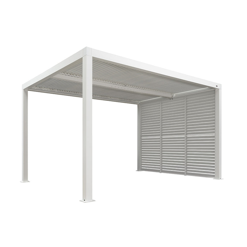 PURPLE LEAF Louvered Pergola white Outdoor Aluminum Pergola with Shutter Wall Adjustable Gazebo Rainproof for Patio Deck Garden