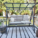 PURPLE LEAF Outdoor Deluxe Modern Swing Chairs with PVC Canopy, Swing for Patio Gadern Porch, Solar LED Light and Cushions Included