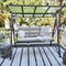PURPLE LEAF Outdoor Deluxe Modern Swing Chairs with PVC Canopy, Swing for Patio Gadern Porch, Solar LED Light and Cushions Included
