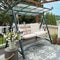 PURPLE LEAF Outdoor Deluxe Modern Swing Chairs with PVC Canopy, Swing for Patio Gadern Porch, Solar LED Light and Cushions Included