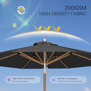 PURPLE LEAF Premium Teak‑Finish Aluminum Frame Outdoor Patio Market Umbrella with Rope Pulley Lift
