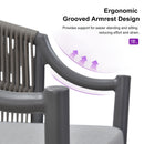 PURPLE LEAF Patio Bar Stools Set of 2 Outdoor Wicker Modern High Bar Chairs Metal Cushioned Barstools with Backs and Ergonomic Armrest