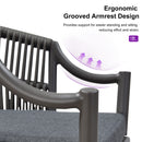 PURPLE LEAF Patio Bar Stools Set of 2 Outdoor Wicker Modern High Bar Chairs Metal Cushioned Barstools with Backs and Ergonomic Armrest