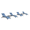 PURPLE LEAF Patio Chaise Lounge Set Outdoor Beach Pool Sunbathing Lawn Lounger Recliner Chair Outside Chairs with Side Table Included