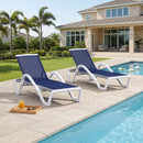 PURPLE LEAF Patio Chaise Lounge Chair Outdoor Plastic Textilene Sun Bathing Recliner Tanning Pool Lounger with 6 Adjustable Position for Outside Beach in-Pool Lawn Poolside