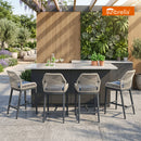 PURPLE LEAF Patio Sunbrella Bar Stools Set of 2  Rattan Bar Aluminum Bar Stool Outdoor Barstools with Back and Cushion for Garden Kitchen Island
