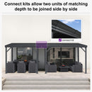 PURPLE LEAF  Outdoor Wall Mounted Hardtop Gazebo Metal Roof Patio Cover with Drainage System Outdoor Living Shelter for Backyard Lounge