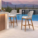 PURPLE LEAF Outdoor Bar Stools Wicker Rattan Bar Stools with Back Aluminum Outside Garden Patio Bar Chairs