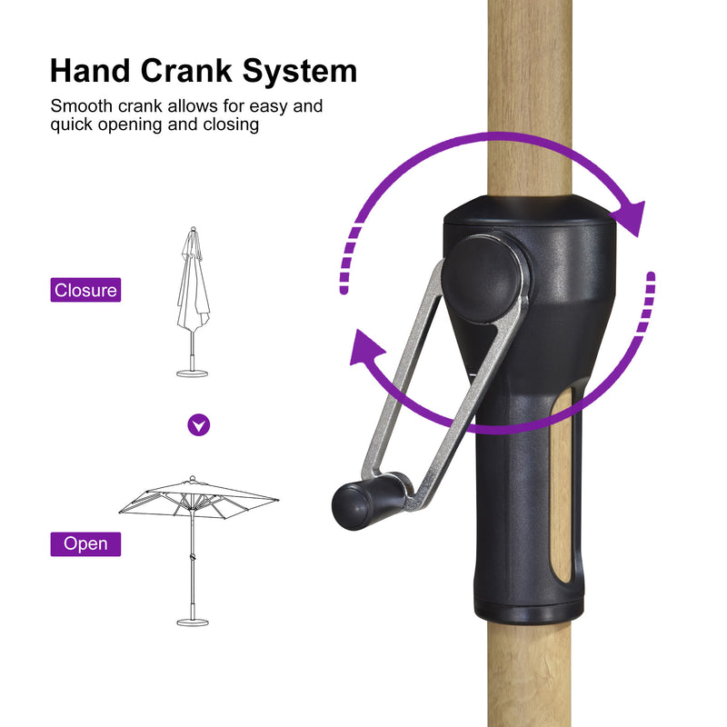 PURPLE LEAF Patio Market Umbrella Aluminum Outdoor Table Umbrella with Wood Color