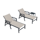 PURPLE LEAF Oversized Chaise Lounge Chair Outdoor Extra Wide Pool Lounge Chairs 5 Adjustable Position with Armrests and Side Table, Aluminum Patio Lounge Chair for Outside, Backyard, Pool
