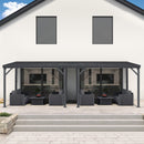 PURPLE LEAF  Outdoor Wall Mounted Hardtop Gazebo Metal Roof Patio Cover with Drainage System Outdoor Living Shelter for Backyard Lounge