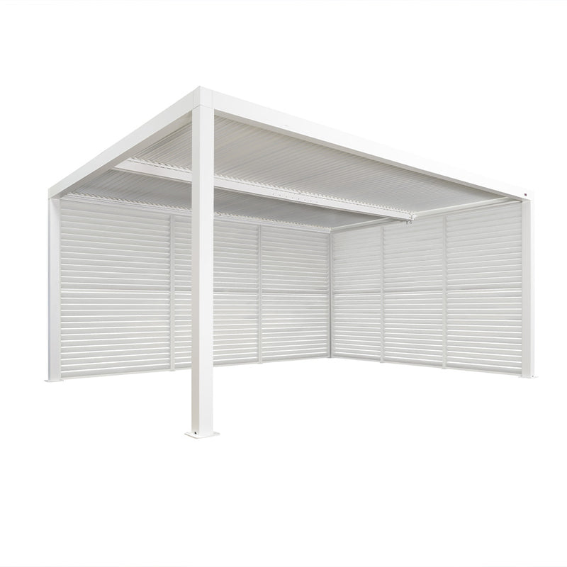 PURPLE LEAF Louvered Pergola white Outdoor Aluminum Pergola with Shutter Wall Adjustable Gazebo Rainproof for Patio Deck Garden