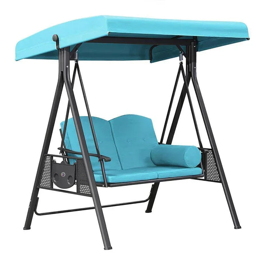 Porch Swing with Adjustable Canopy Steel Frame Cushions
