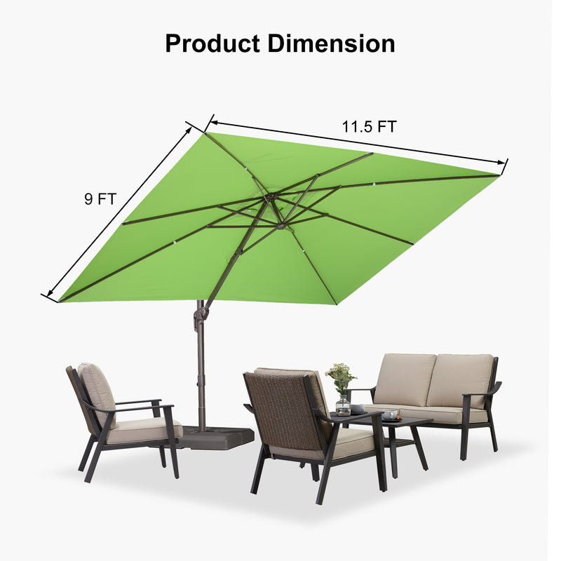 PURPLE LEAF Patio Cantilever Umbrella with Aluminum Offset Hanging for Pool Garden Deck