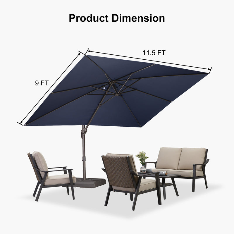 PURPLE LEAF Patio Cantilever Umbrella with Aluminum Offset Hanging for Pool Garden Deck