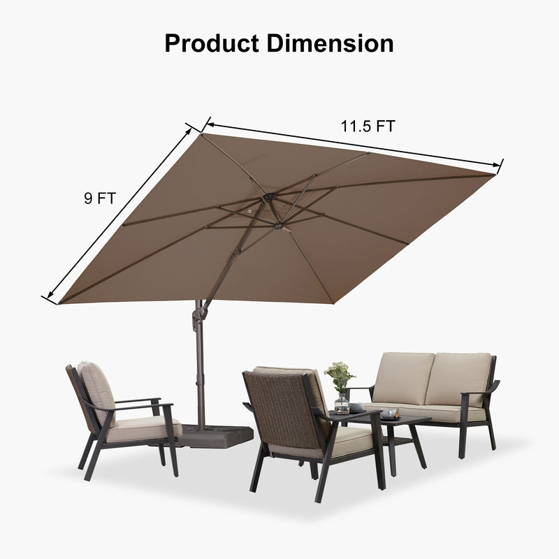 PURPLE LEAF Patio Cantilever Umbrella with Aluminum Offset Hanging for Pool Garden Deck