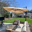 PURPLE LEAF Double Top 9 / 10 / 11 / 12 ft Square Aluminum Sun Umbrellas in Wood Color