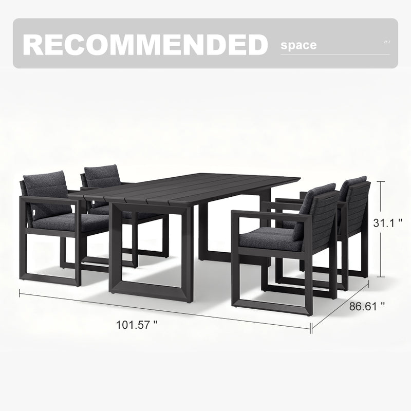 PURPLE LEAF Caesar Outdoor Dining Set Aluminum Luxury Patio Furniture Table and Chairs Set with Olifen Removable Thick Cushion and Pillow Patio Dining Sets for Garden Deck