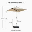 PURPLE LEAF Deluxe Aluminum Market Umbrella, Outdoor Table Umbrella for Patio, Porch